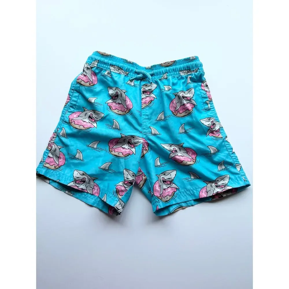 Bright tropical resort Boys Swim Trunks Lot Size 6-7 Shark Gator